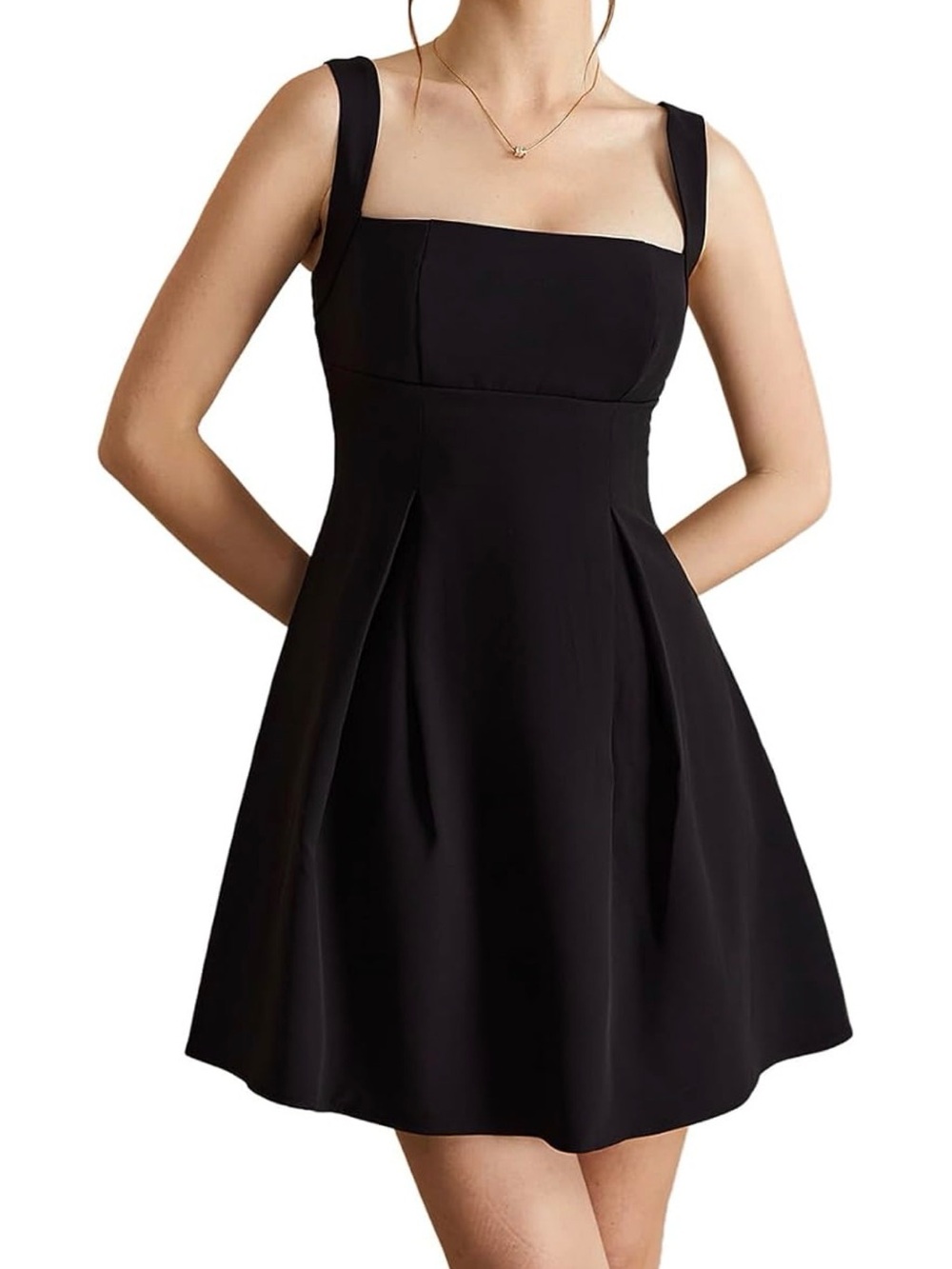 Women's Black Square-Neck Mini Dress